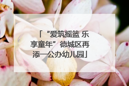 “爱筑摇篮 乐享童年”德城区再添一公办幼儿园