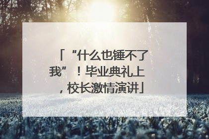 “什么也锤不了我”！毕业典礼上，校长激情演讲
