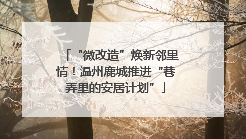“微改造”焕新邻里情！温州鹿城推进“巷弄里的安居计划”
