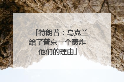 特朗普：乌克兰给了普京一个轰炸他们的理由