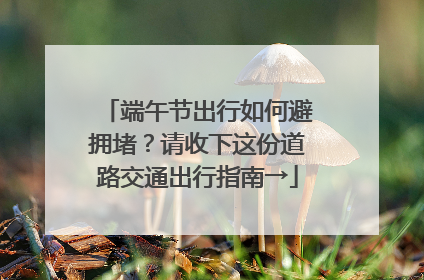 端午节出行如何避拥堵？请收下这份道路交通出行指南→
