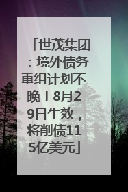 世茂集团：境外债务重组计划不晚于8月29日生效，将削债115亿美元
