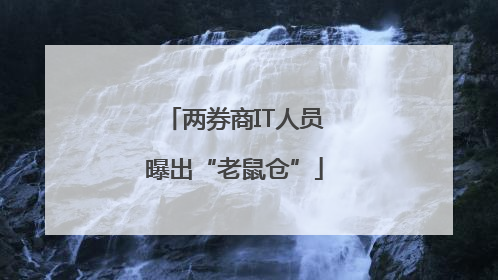 两券商IT人员曝出“老鼠仓”