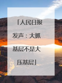 人民日报发声：大抓基层不是大压基层