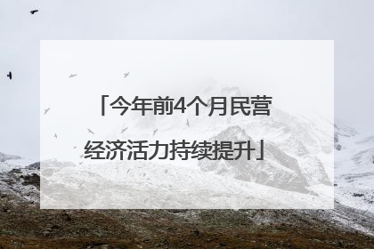 今年前4个月民营经济活力持续提升