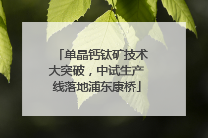 单晶钙钛矿技术大突破，中试生产线落地浦东康桥