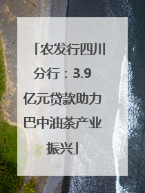 农发行四川分行：3.9亿元贷款助力巴中油茶产业振兴