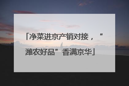 净菜进京产销对接，“潍农好品”香满京华