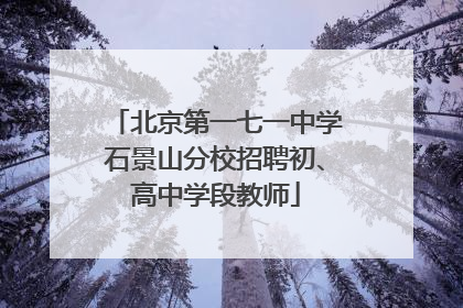北京第一七一中学石景山分校招聘初、高中学段教师