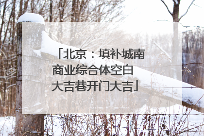 北京：填补城南商业综合体空白 大吉巷开门大吉