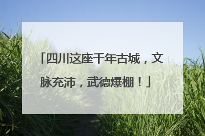 四川这座千年古城，文脉充沛，武德爆棚！