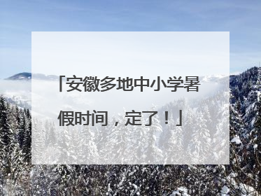 安徽多地中小学暑假时间，定了！