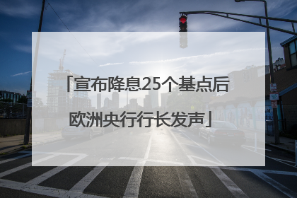 宣布降息25个基点后 欧洲央行行长发声