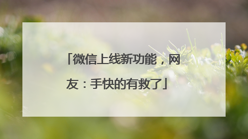 微信上线新功能，网友：手快的有救了