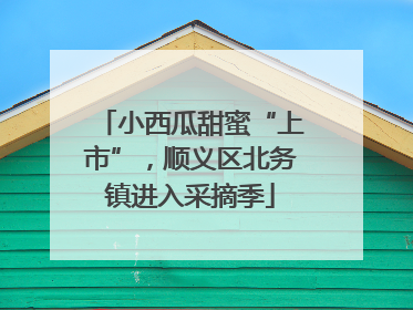 小西瓜甜蜜“上市”，顺义区北务镇进入采摘季