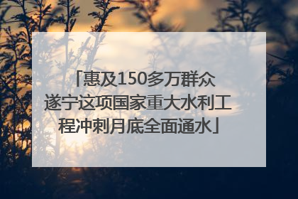 惠及150多万群众 遂宁这项国家重大水利工程冲刺月底全面通水