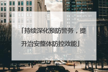 持续深化预防警务，提升治安整体防控效能