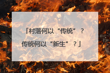 村落何以“传统”？传统何以“新生”？