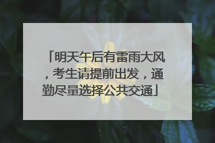 明天午后有雷雨大风，考生请提前出发，通勤尽量选择公共交通