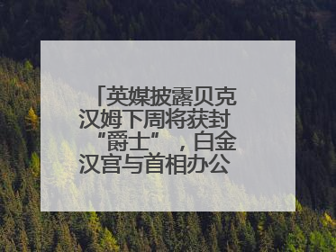 英媒披露贝克汉姆下周将获封“爵士”，白金汉宫与首相办公室暂未回应