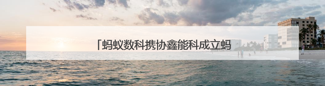 蚂蚁数科携协鑫能科成立蚂蚁鑫能 推进能源智能化
