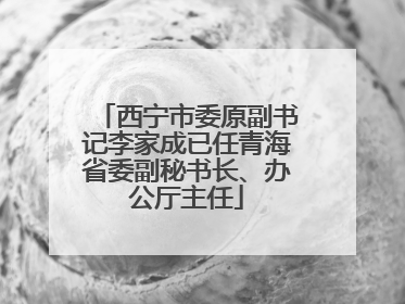 西宁市委原副书记李家成已任青海省委副秘书长、办公厅主任