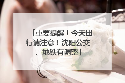 重要提醒！今天出行请注意！沈阳公交、地铁有调整