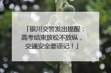 银川交警发出提醒：高考结束放松不放纵，交通安全要谨记！