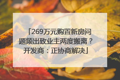 269万元购置新房问题频出致业主两度搬离？开发商：正协商解决