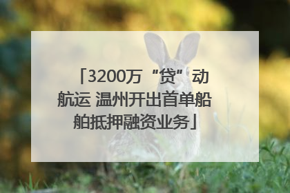 3200万“贷”动航运 温州开出首单船舶抵押融资业务